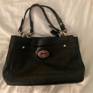 Coach Black and Silver Structured Shoulder Bag